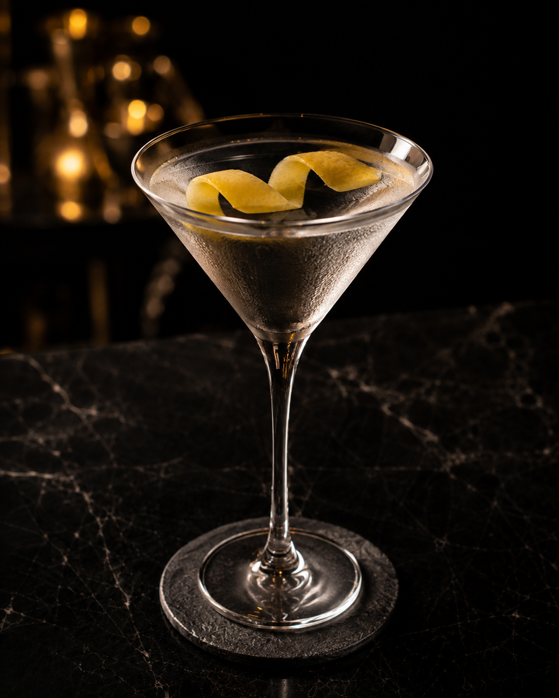 Crisp martini with a lemon twist