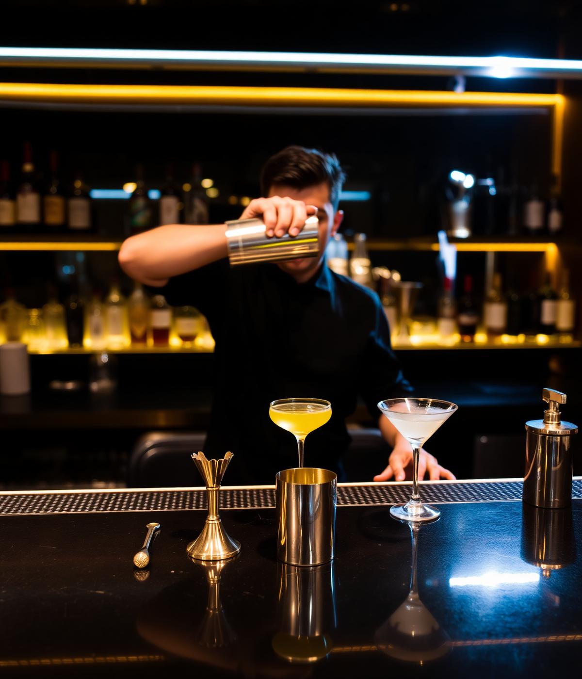 Station 58 bartender preparing craft cocktails