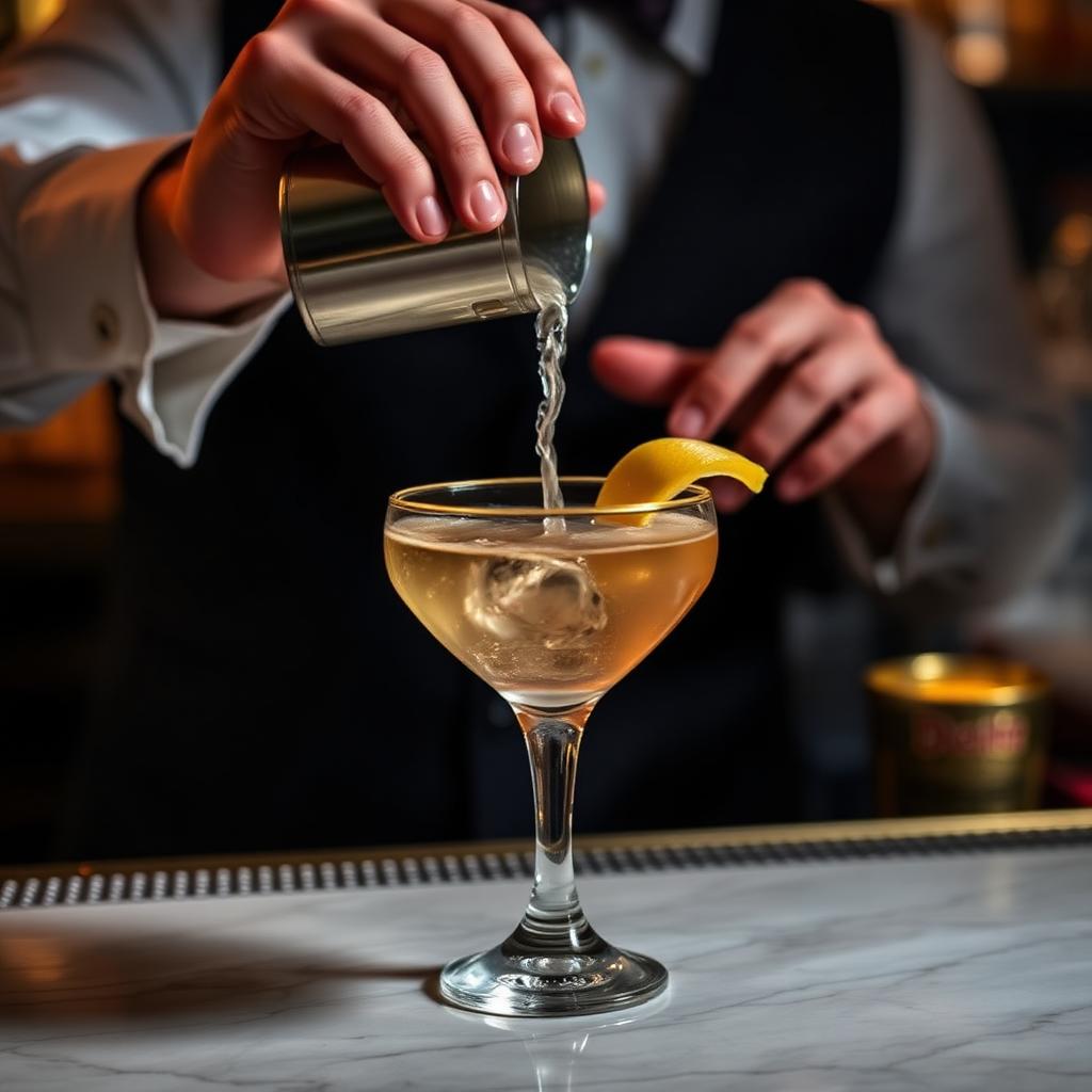 Bartender pouring a craft cocktail