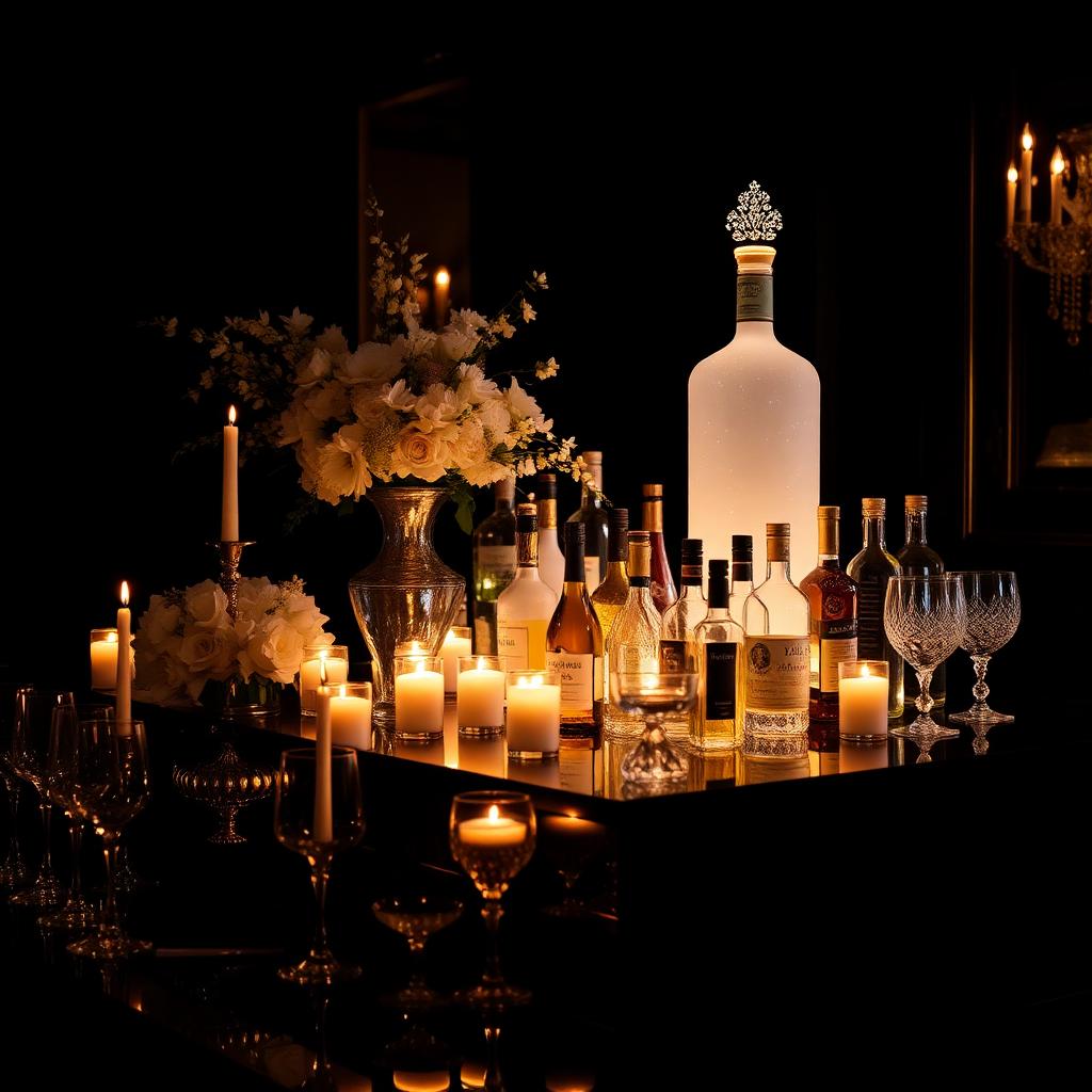 Elegant private event bar with candles